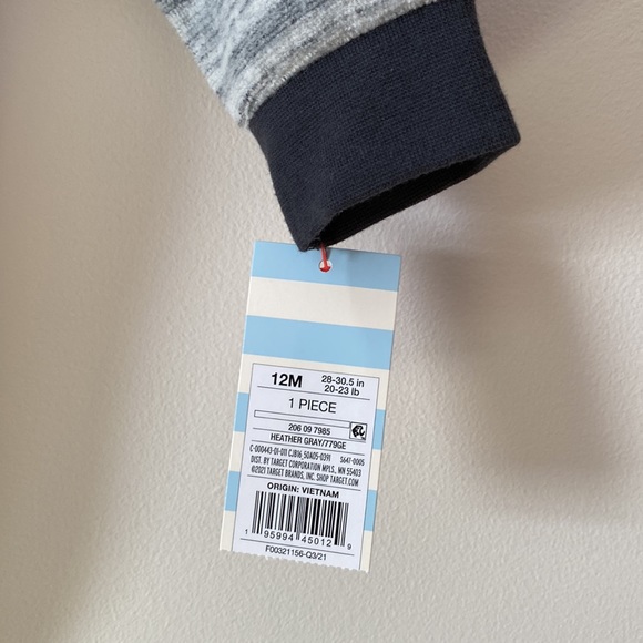 Cat & Jack heather grey reindeer one piece 12m nwt - Picture 3 of 6